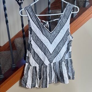 ECI Black and White Chevron Blouse
